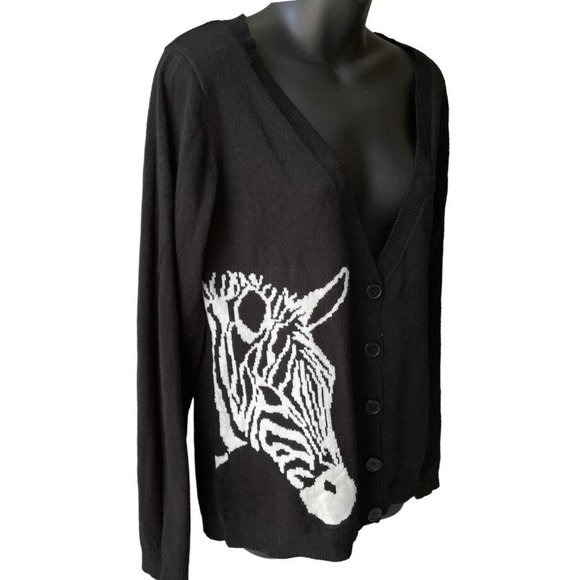 Xhilaration Black and White Zebra Cardigan - Picture 1 of 6